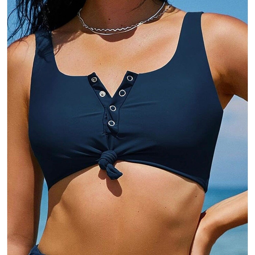 ZAFUL Front Knot Bikini Top Size XXL Dark Blue New With Tag